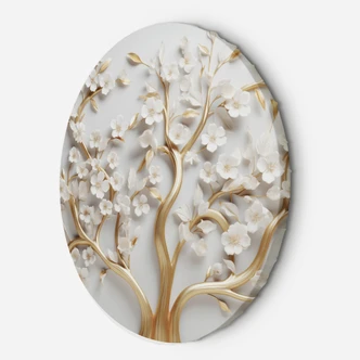 Rundes Leinwandbild Goldene Magnolie Blume Glamour 3D 