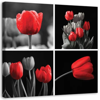 Leinwandbild, Rote Tulpen Blumen 