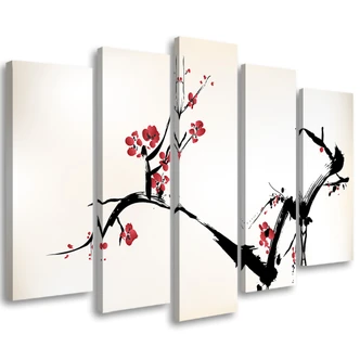 Leinwandbild 5 teilig, Kirschblüte Japan Natur 