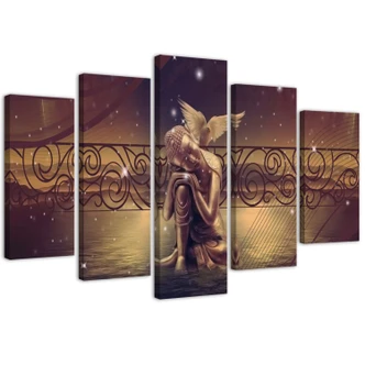 Leinwandbild 5 teilig, Buddha Braun Feng Shui 