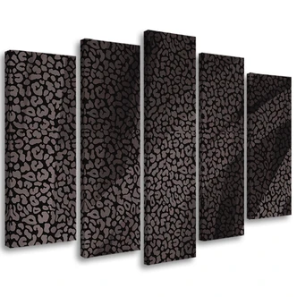 Leinwandbild 5 teilig, Leopard Leopard Pelfpatches Muster 