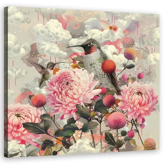Leinwandbild Tiere Blumen Kolibris 