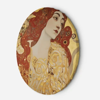 Rundes Leinwandbild - Frau mit langem Haar - G. Klimt 