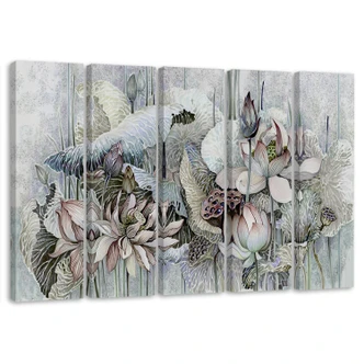 Leinwandbild 5 teilig, Saint Lotos Blumen 