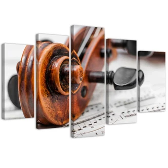 Leinwandbild 5 teilig, Noten für Violine 