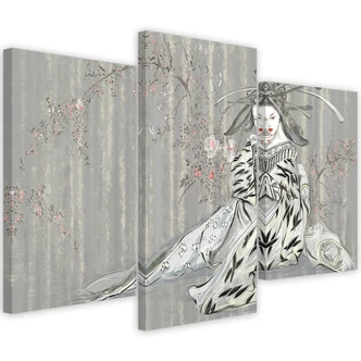 Leinwandbild 3 teilig, Traditioneller japanischer Geisha 