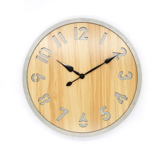 Väggklocka i MDF i trälook - rund Ø50 cm 