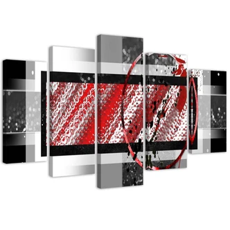 Leinwandbild 5 teilig, Rote geometrische Abstraktion 