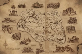 Poster, Film Poster The Elder Scrolls V: Skyrim - Illustrated Map 91,5x61 cm Poster, Film Poster The Elder Scrolls V: Skyrim - Illustrated Map 91,5x61 cm