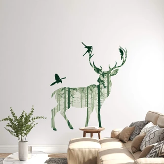 Deer Silhouette Green Wall sticker 