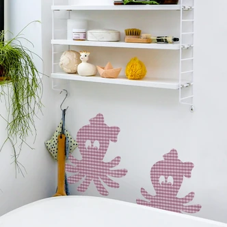 Muursticker Meisjes Inktvis Geruit Patroon 