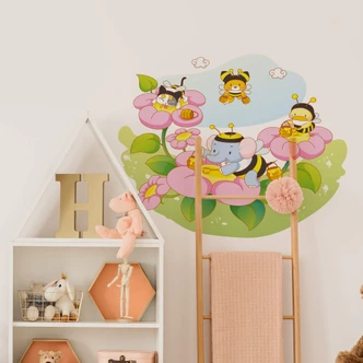 Wandtattoo Die vier Tierfreunde - Honigsammler 