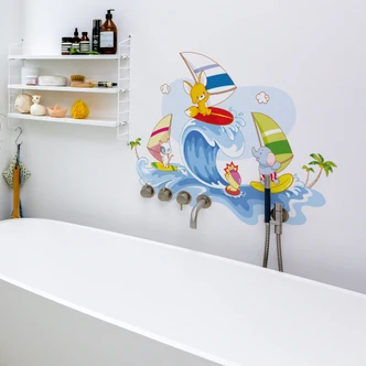 Wandtattoo Die vier Tierfreunde - Wasserspiele 