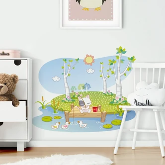 Wandtattoo Die vier Tierfreunde - Angelspaß 