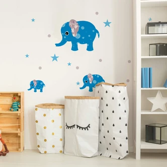 Muursticker set Olifanten - blauw 