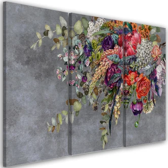 Leinwandbild 3 teilig, Blumenstrauß 
