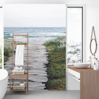 Fototapete, Fußgängerbrücke am Meer Fototapete, Fußgängerbrücke am Meer