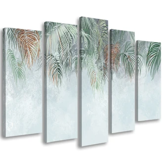 Leinwandbild 5 teilig, Palmenblätter 