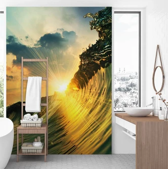 Fototapete, Die Sonne durch die Wellen Fototapete, Die Sonne durch die Wellen