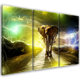 3-delige canvas print Olifant Dier Storm Road 