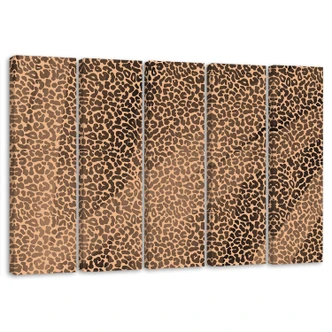 Leinwandbild 5 teilig, Leopard Leopard Pelfpatches Muster 