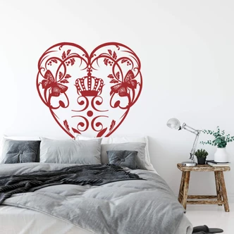 Sticker mural - Cœur et couronne 