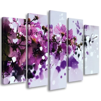 Leinwandbild 5 teilig, Violett Natur Blumen 