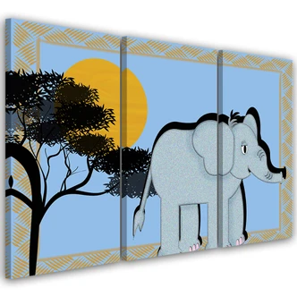 3-delige canvas print olifant dier kinderen 