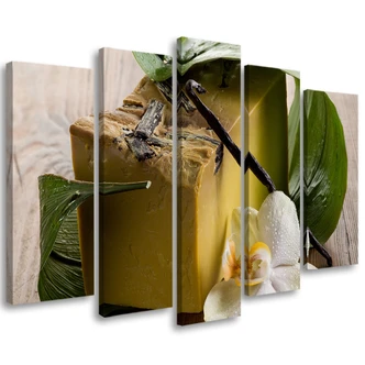 Leinwandbild 5 teilig, Orchideenblatt 