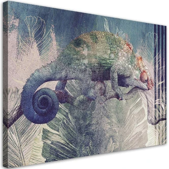 Canvasbillede, Kamæleon på en gren 