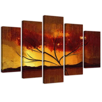 Leinwandbild 5 teilig, Afrika-Baum 