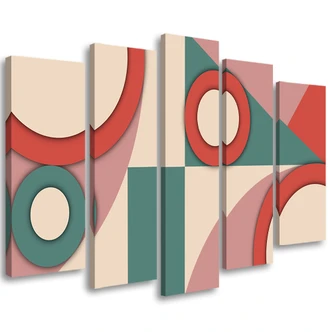 Leinwandbild 5 teilig, Geometrische Abstraktionsformen 