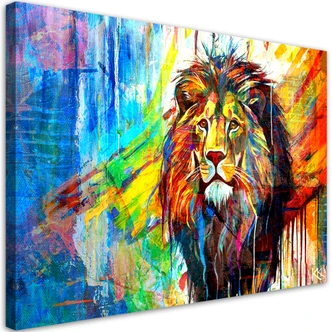Canvas Schilderij, Leeuw dieren abstract 
