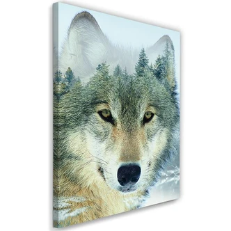 Canvasbillede, Ulv i en skovbaggrund 