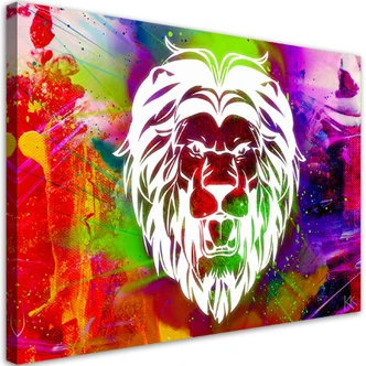 Leinwandbild, Bunte Löwe Abstraktion 
