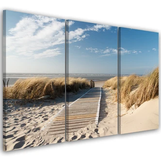 Impression sur toile en 3 parties, plage, mer, sable, nature 