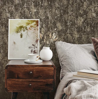 structuurvliesbehang bruin, goud  