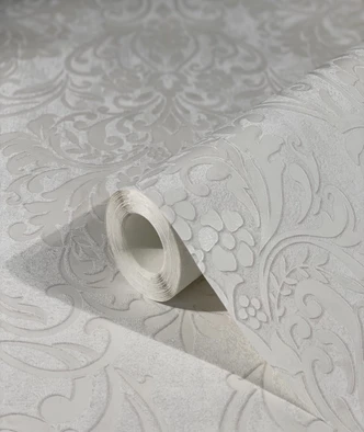 Vliestapete mit ornamentalem Damask-Motiv Grau Ornamental  