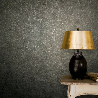 Vinyl wallpaper, non-woven vintage deluxe anthracite, silver 