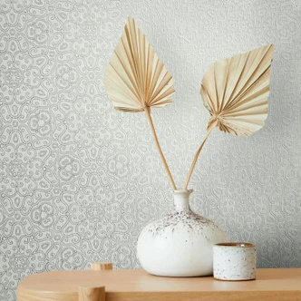 Non-woven wallpaper graphic modern in gray  