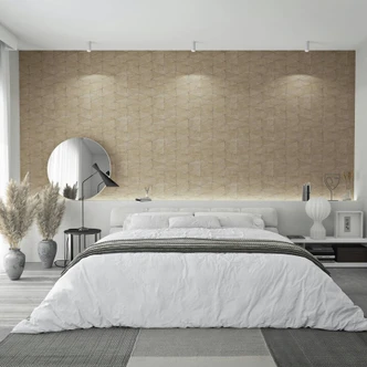 Papier peint intissé à motif géométrique, triangles marron, beige Graphique Papier peint intissé à motif géométrique, triangles marron, beige Graphique