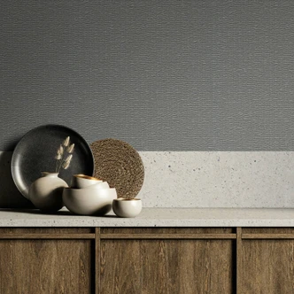 Papier peint intissé avec aspect bois tressé gris aspect textile 