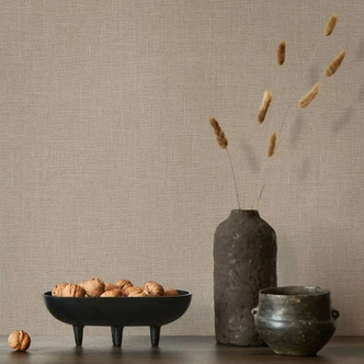 Vliesbehang in textiel effen look bruin effen 