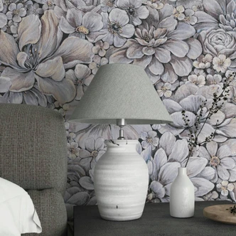 Vliestapete mit stark strukturiertem Blattmotiv lila Floral Vliestapete mit stark strukturiertem Blattmotiv lila Floral