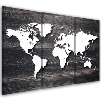 Stampa su tela 3 pezzi, mappa del mondo vintage 