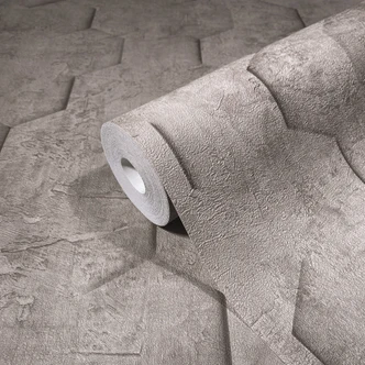 Vliestapete mit 3D-Optik im Wabenmuster braun Grafisch  