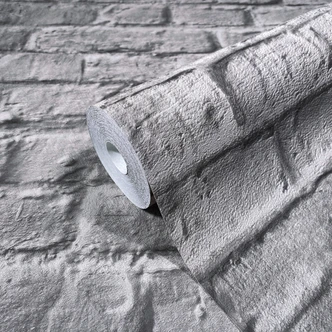 Vliesbehang in 3D steenlook bruin steenlook  