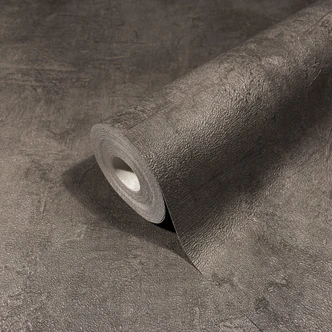 Vliesbehang in betonlook, effen bruin structuur  