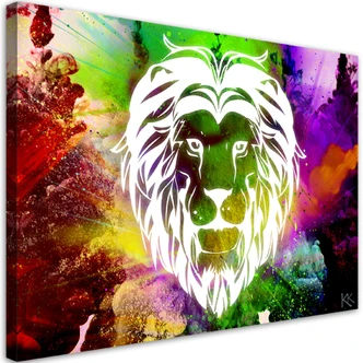 Leinwandbild, Bunte Löwe Abstraktion 