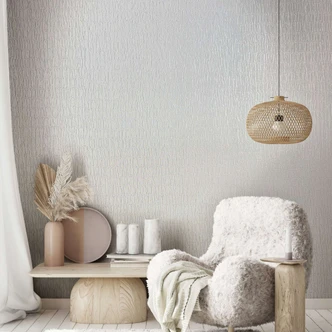 Vliestapete mit textilem Uni weiß Struktur 